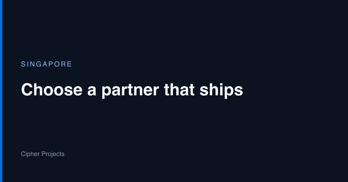 AI Transformation Consulting in Singapore (2026): How to Choose a Partner That Ships